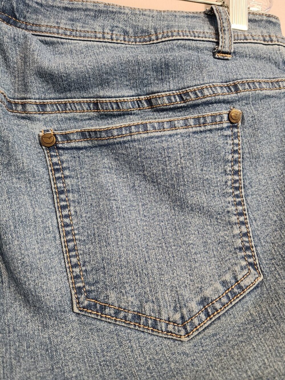 2/$30 Woman Within Light Wash Blue Bermuda Jean Shorts Size 14W - Picture 10 of 12
